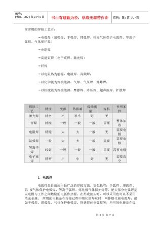 常见的焊接工艺比较