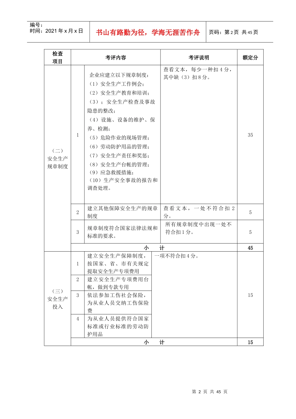 机械制造行业安全生产标准化企业考核表_第2页