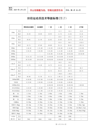 田径运动员技术等级标准(男子)