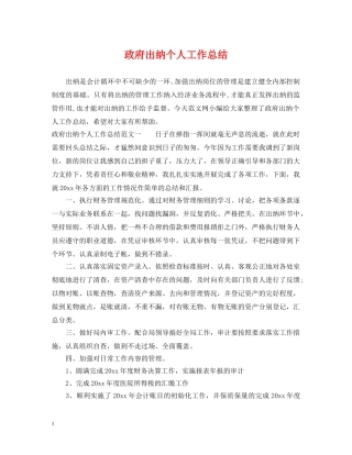 政府出纳个人工作总结 