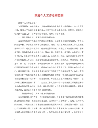 政府个人工作总结范例 