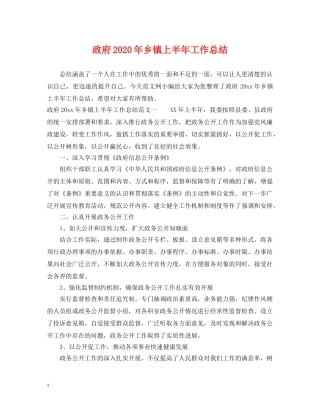 政府2020年乡镇上半年工作总结 