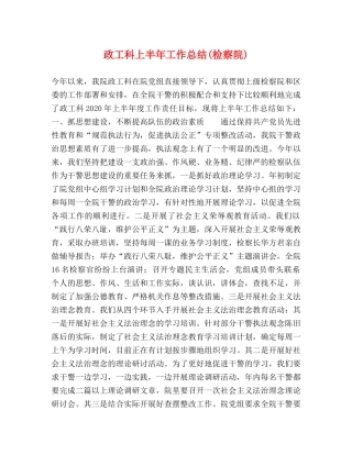 政工科上半年工作总结(检察院) 