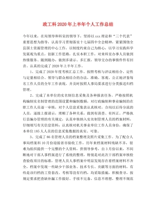 政工科2020年上半年个人工作总结 