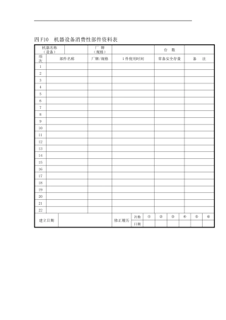 机器设备消费性部件资料表
