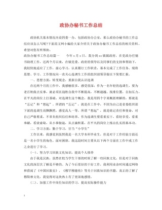 政协办秘书工作总结 
