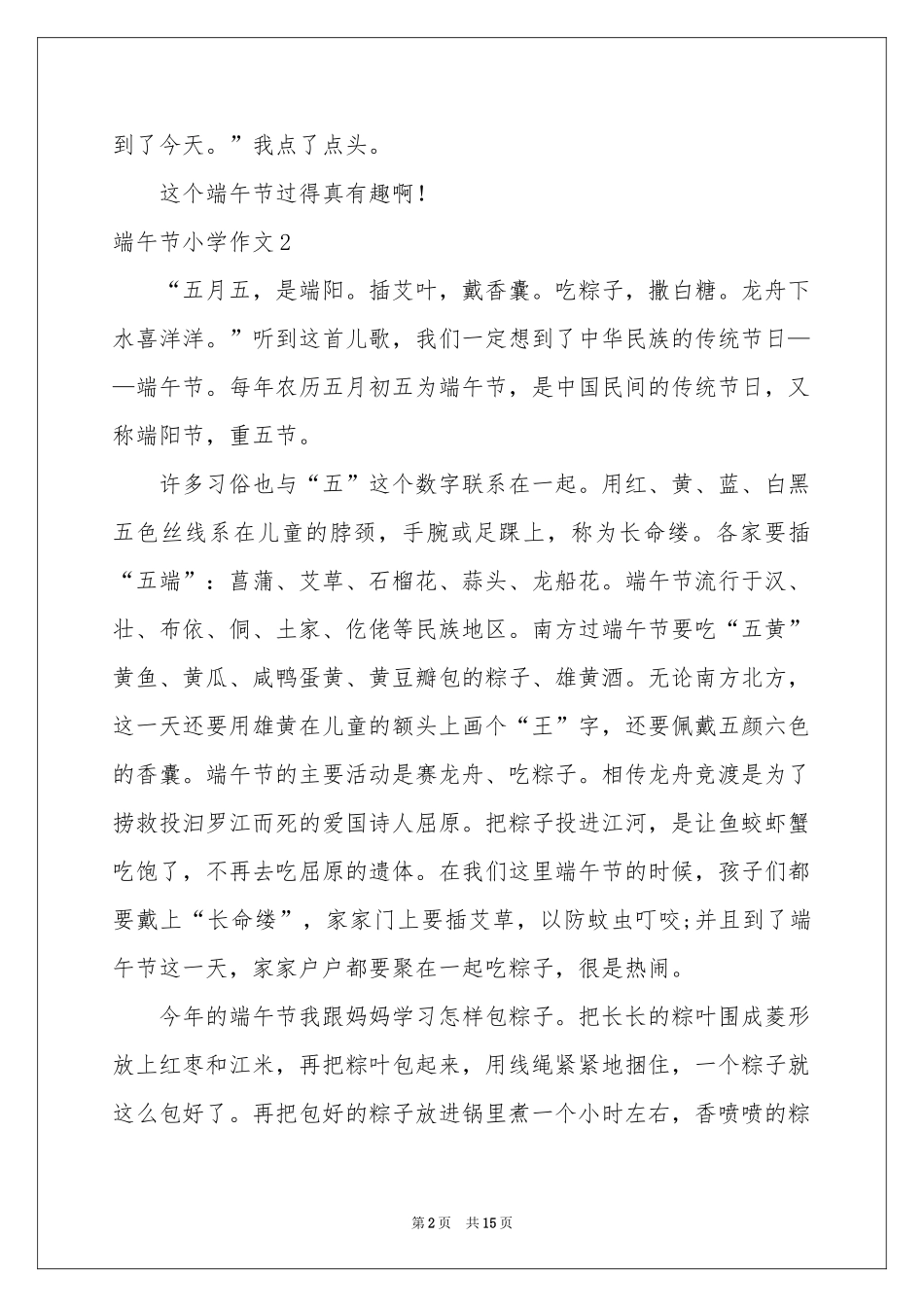 端午节小学作文(15篇)_第2页
