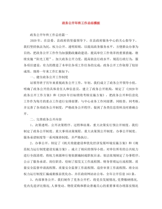 政务公开年终工作总结模板 