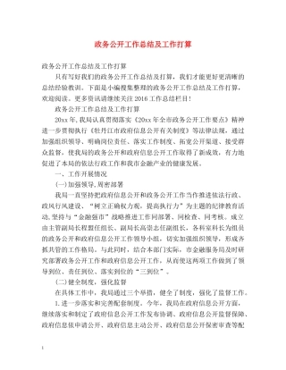 政务公开工作总结及工作打算 