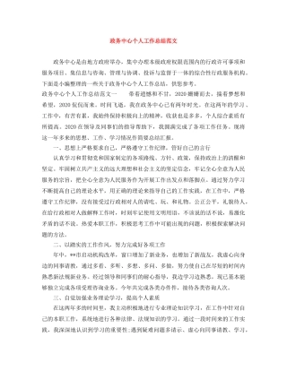 政务中心个人工作总结范文 