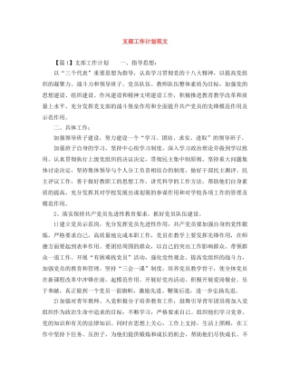 支部工作计划范文 