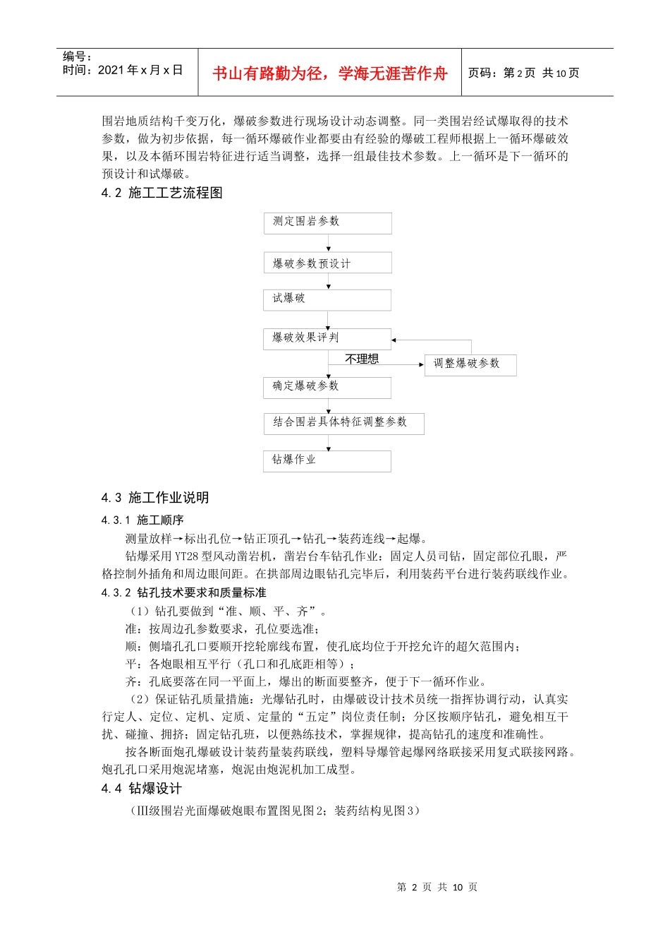 石灰岩地区隧道光面爆破施工作业指导书_第2页