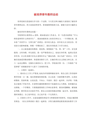 被培养青年教师总结 