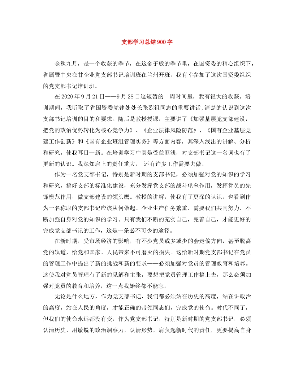 支部学习总结900字 _第1页