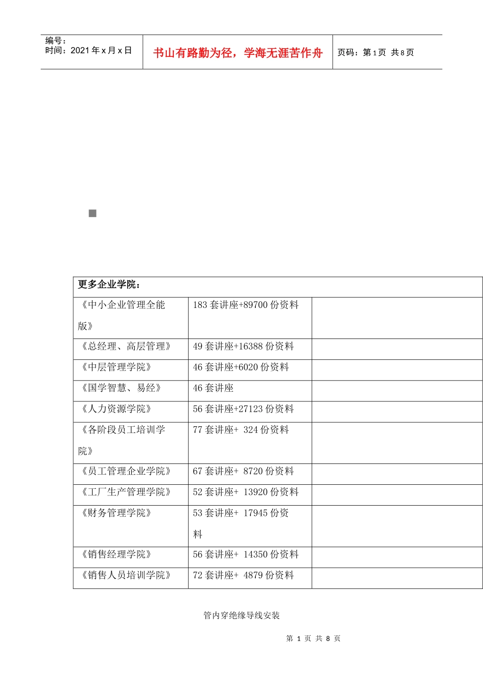 管内穿绝缘导线安装工艺标准_第1页