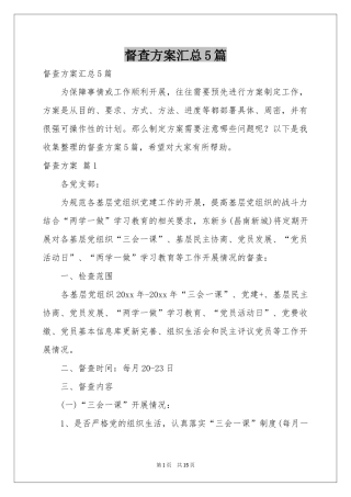 督查方案汇总5篇