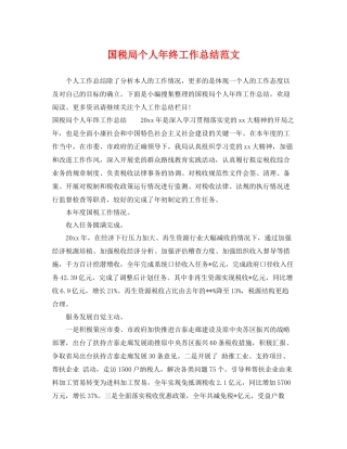 国税局个人年终工作总结范文 