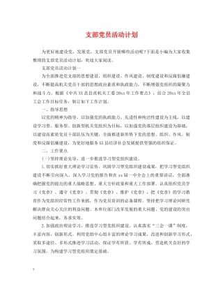 支部党员活动计划 