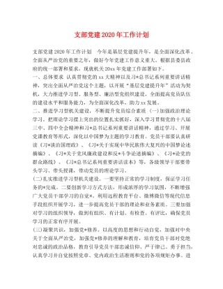 支部党建2020年工作计划 