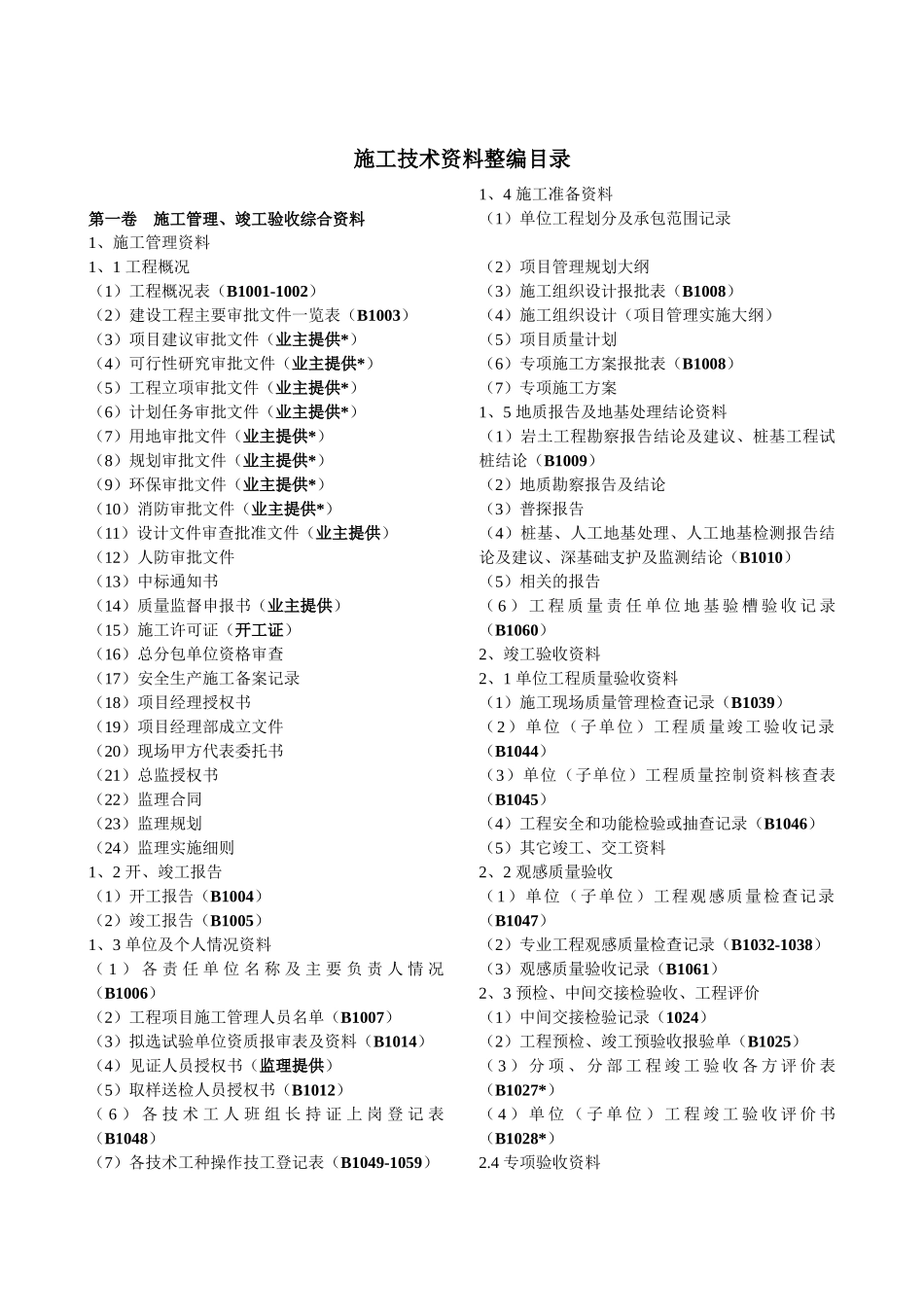施工技术资料整编目录_第1页