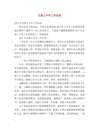 支部上半年工作总结 