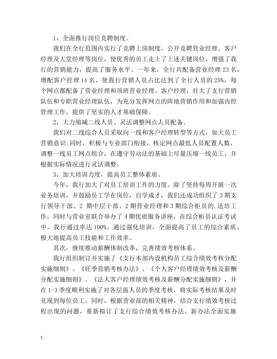 支行副行长述职工作总结报告 _第3页
