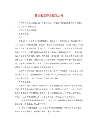 转正的工作总结怎么写 
