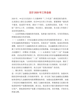 支行2020年工作总结 