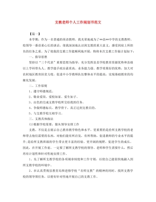 支教老师个人工作规划书范文 