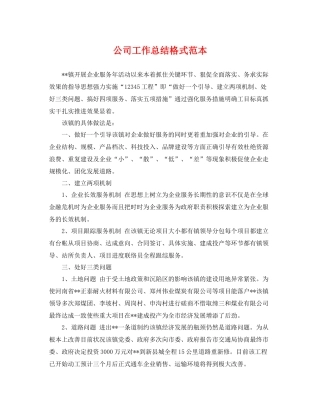 公司工作总结格式范本 