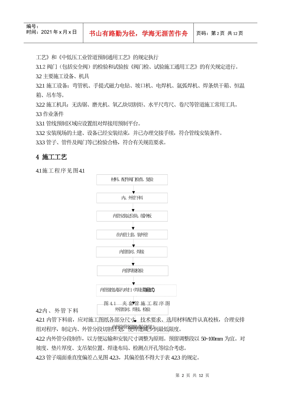 夹套管预制、安装工艺标1_第2页