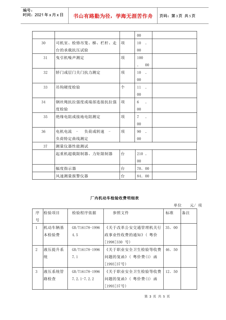 广东省特种设备监测中心检验收费指南_第3页