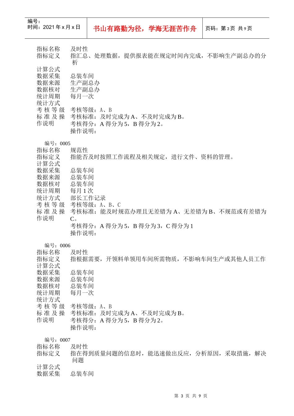 总装车间考核指标定义_第3页