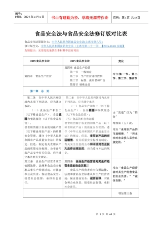 新旧食品安全法比较