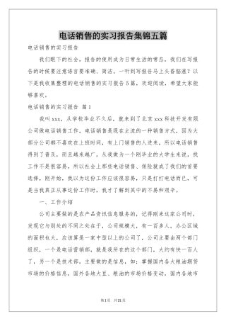 电话销售的实习报告集锦五篇