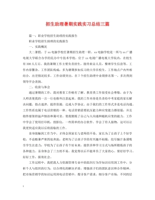 招生助理暑期实践实习总结三篇 