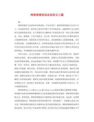 网络营销实训总结范文三篇 