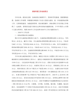 招标年度工作总结范文 