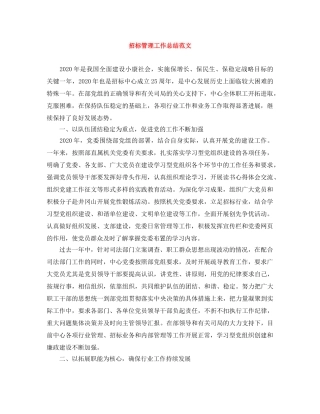招标管理工作总结范文 