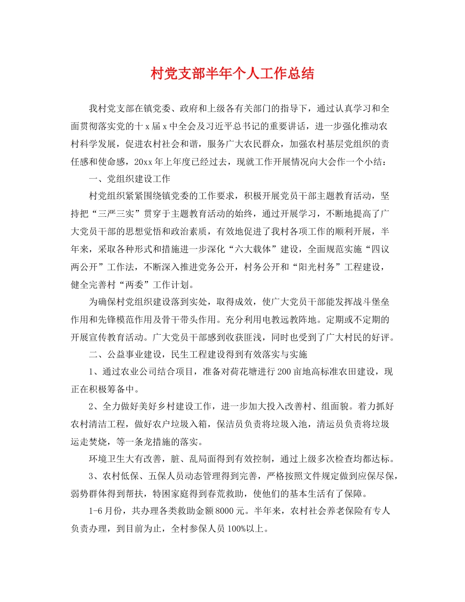 村党支部半年个人工作总结 _第1页