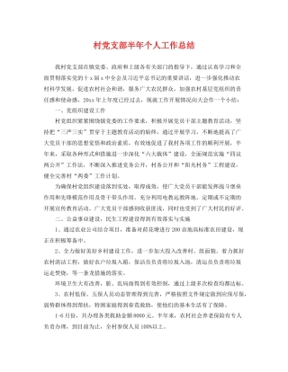 村党支部半年个人工作总结 