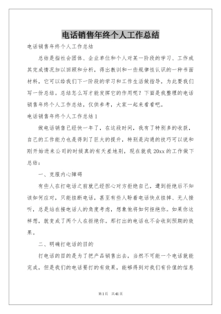 电话销售年终个人工作参考总结