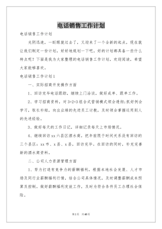 电话销售工作参考计划