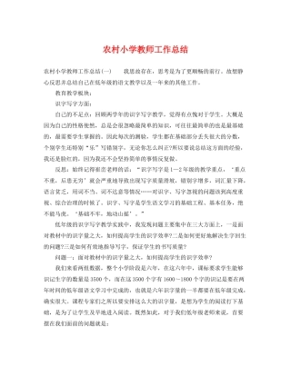 农村小学教师工作总结 