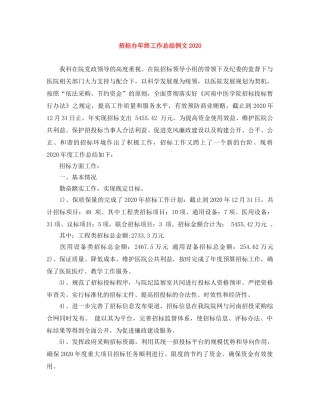 招标办年终工作总结例文2020 