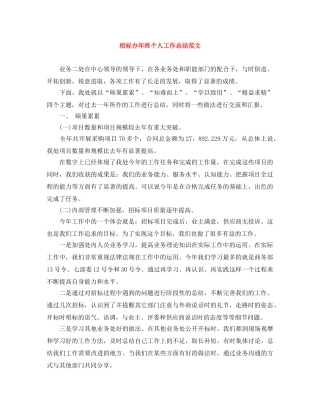 招标办年终个人工作总结范文 