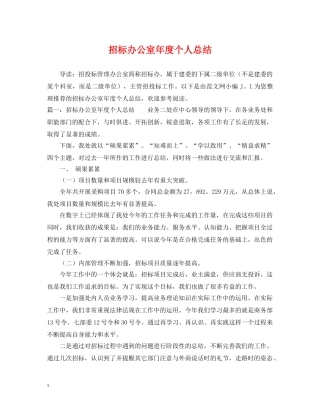招标办公室年度个人总结 