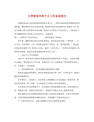 大学财务年终个人工作总结范文 
