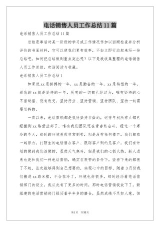 电话销售人员工作参考总结11篇