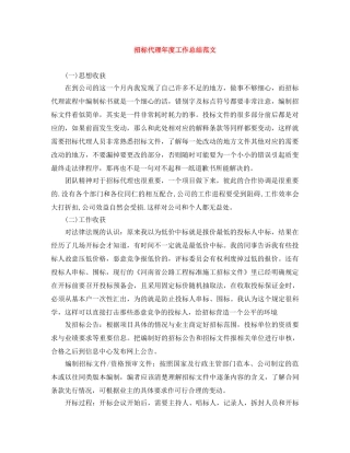 招标代理年度工作总结范文 